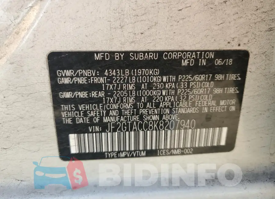 JF2GTACC8K8207940 Photo# 13