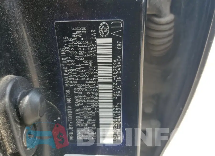 2T1BURHE2GC510321 Photo# 12