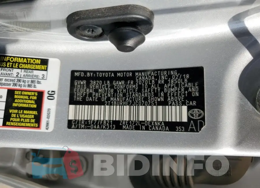 2T1BURHE7JC070751 Photo# 12