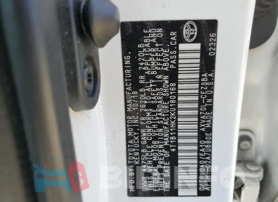 4T1B11HK2KU180168 Photo# 12