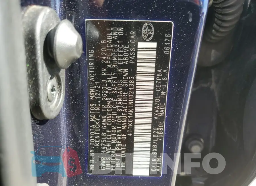 4T1K61AK1NU021383 Photo# 12
