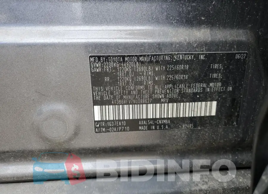 4T3B6RFV7NU088627 Photo# 13