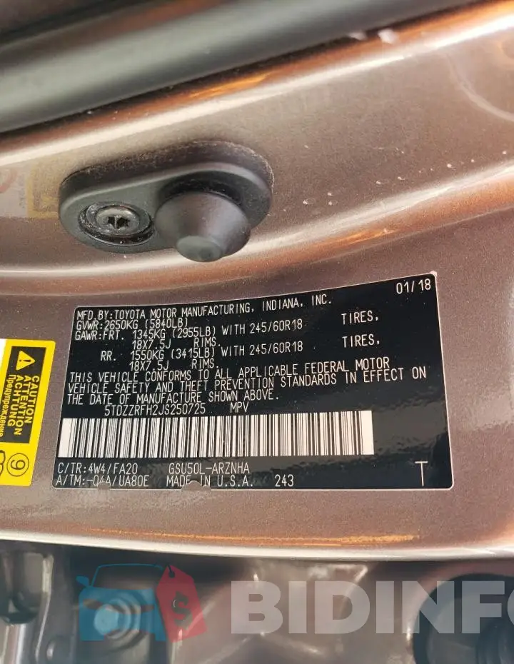5TDZZRFH2JS250725 Photo# 13