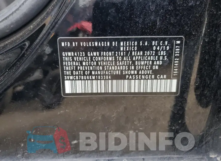 3VWCB7BU6KM183384 Photo# 12