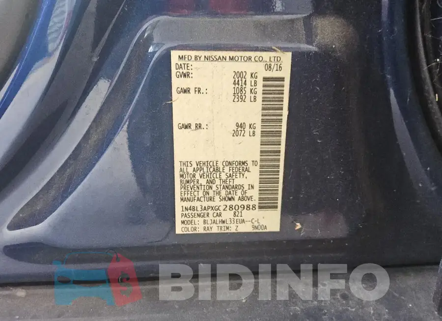 1N4BL3APXGC280988 Photo# 12