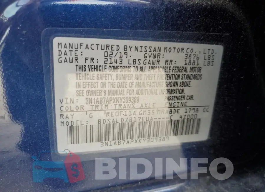 3N1AB7APXKY309389 Photo# 12