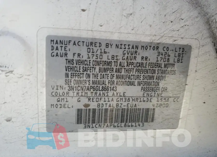 3N1CN7AP6GL866143 Photo# 12