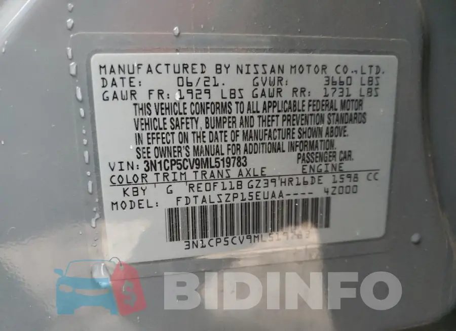 3N1CP5CV9ML519783 Photo# 13