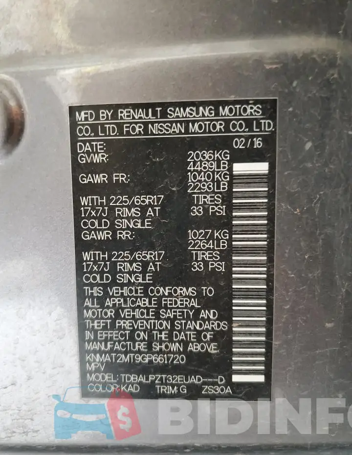 KNMAT2MT9GP661720 Photo# 14