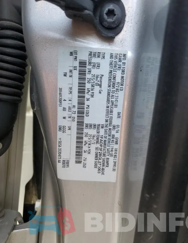 1FADP3F28GL270003 Photo# 13