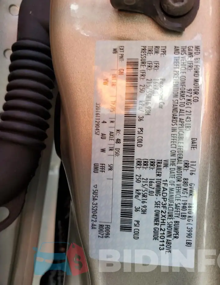 1FADP3F2XHL210113 Photo# 12