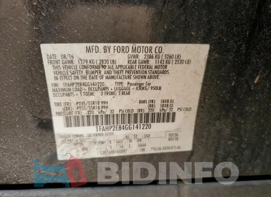 1FAHP2E84GG141220 Photo# 12