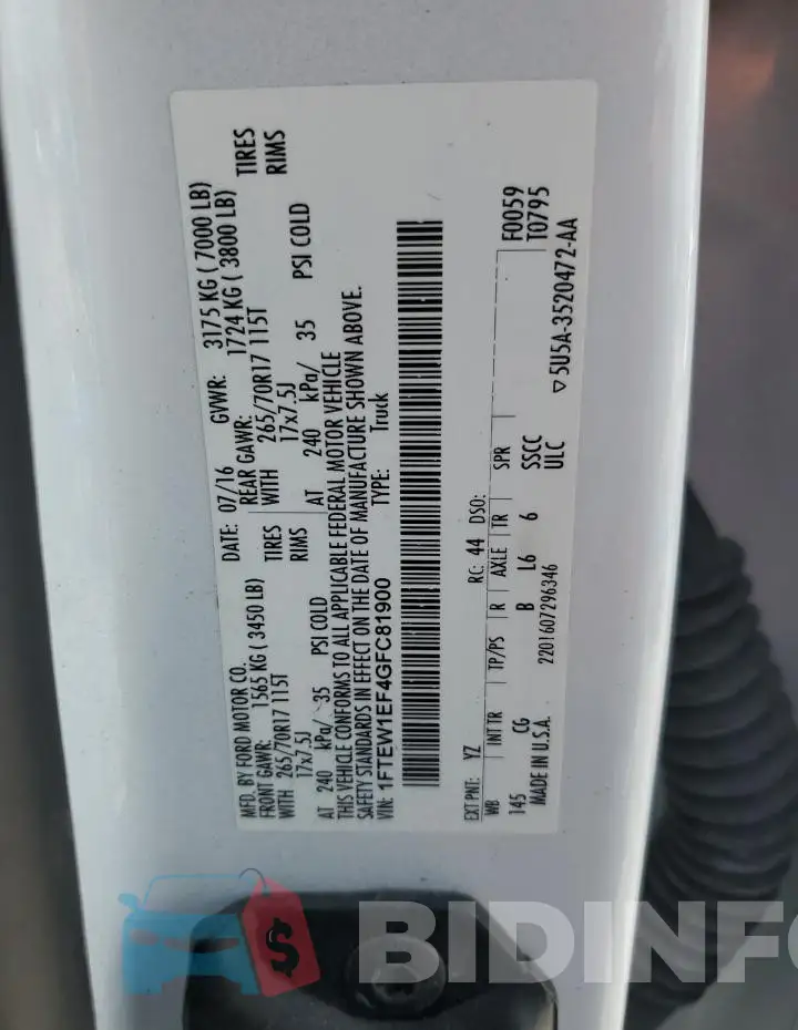 1FTEW1EF4GFC81900 Photo# 13