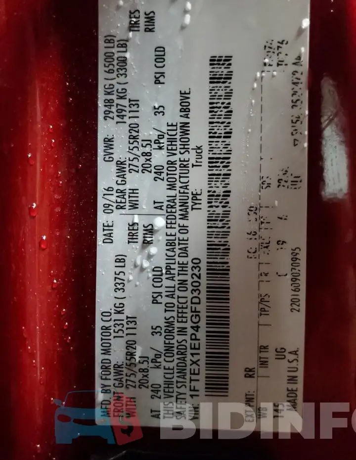 1FTEX1EP4GFD30230 Photo# 12