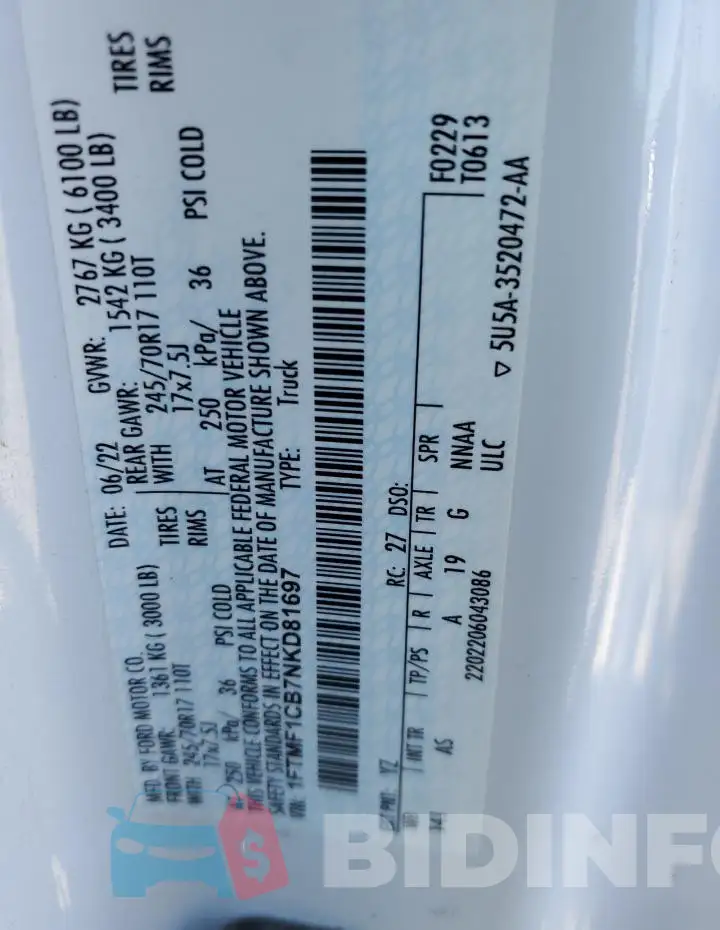 1FTMF1CB7NKD81697 Photo# 13