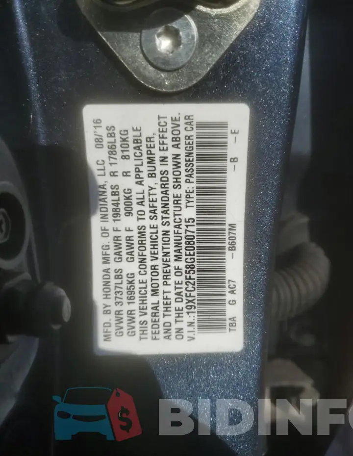 19XFC2F58GE080715 Photo# 12