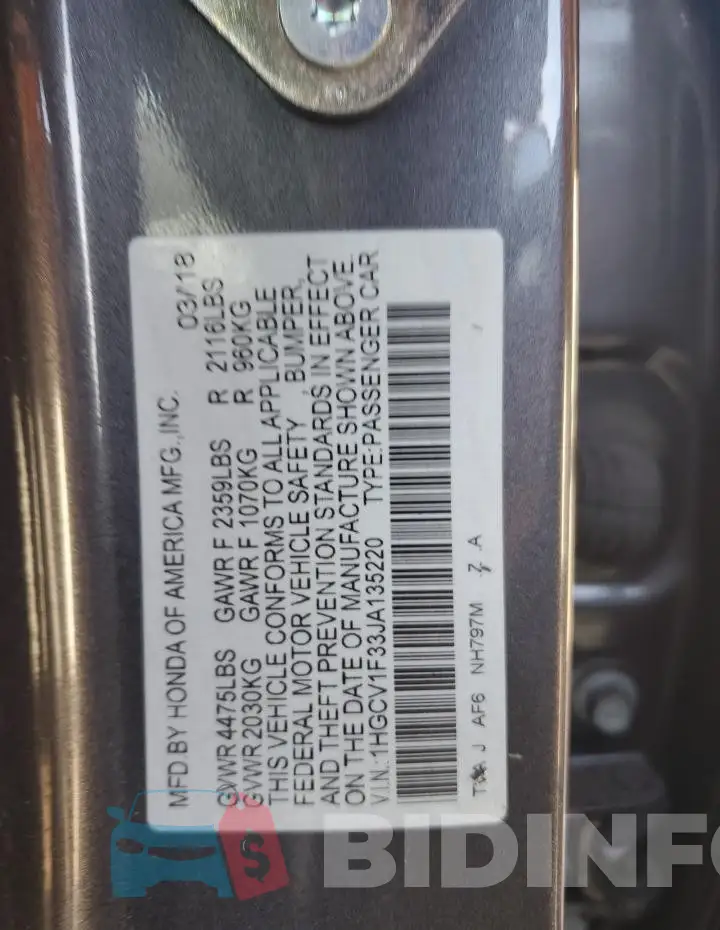 1HGCV1F33JA135220 Photo# 12