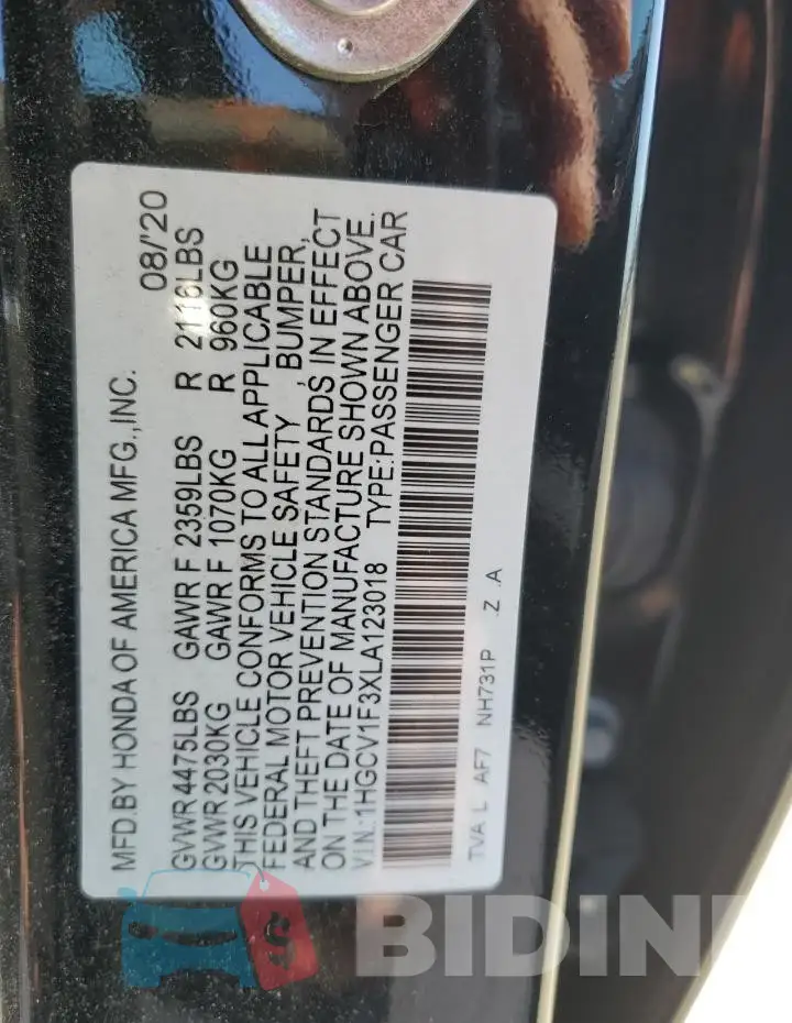 1HGCV1F3XLA123018 Photo# 13