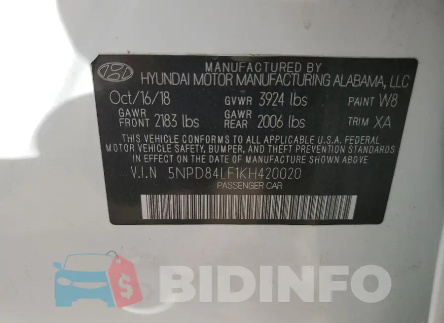 5NPD84LF1KH420020 Photo# 13