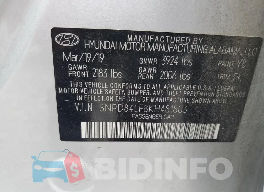 5NPD84LF8KH481803 Photo# 12