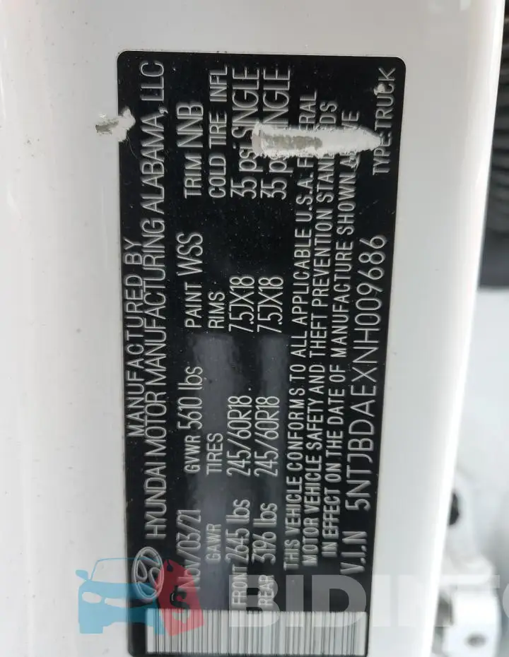 5NTJBDAEXNH009686 Photo# 12
