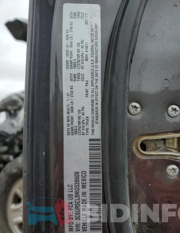3C6UR5CL8MG538609 Photo# 13