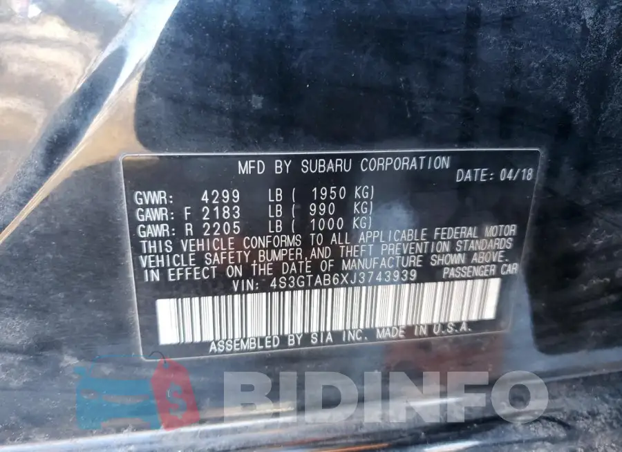 4S3GTAB6XJ3743939 Photo# 12