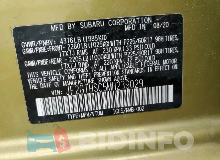 JF2GTHSC5MH239029 Photo# 14