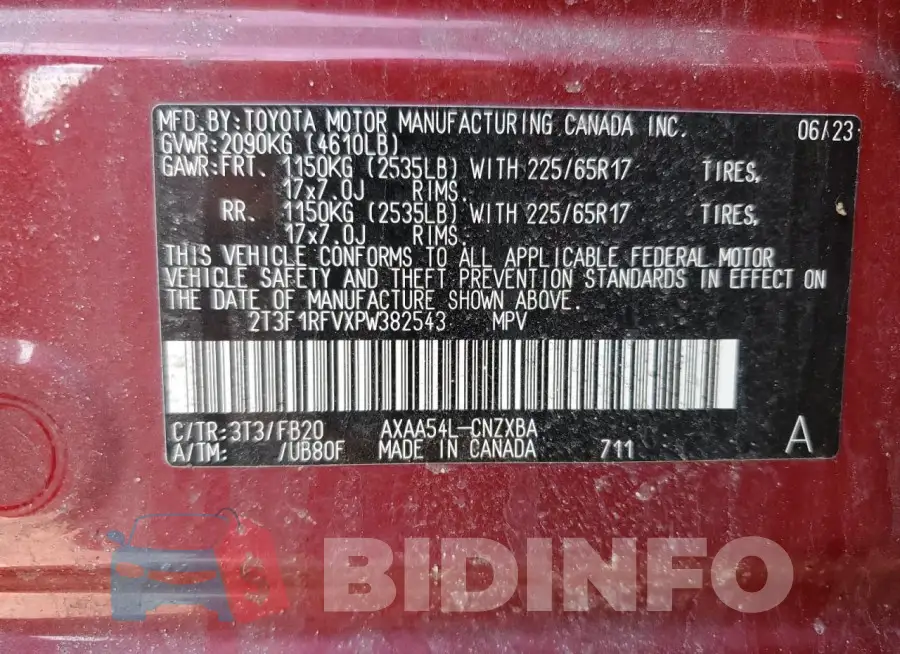 2T3F1RFVXPW382543 Photo# 13