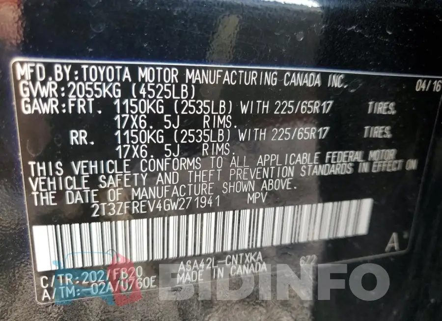 2T3ZFREV4GW271941 Photo# 14