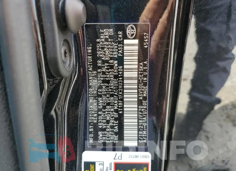 4T1BF1FK2HU341406 Photo# 12