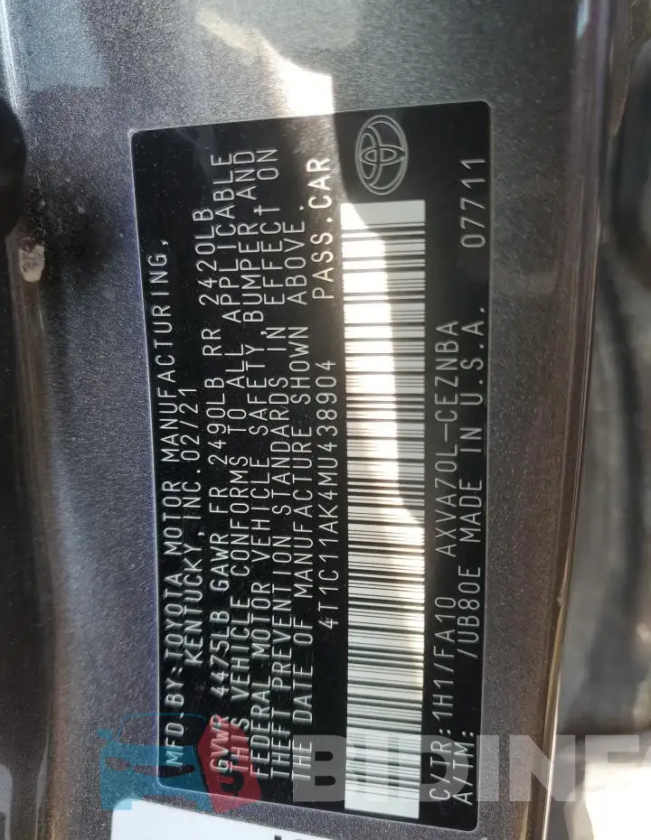 4T1C11AK4MU438904 Photo# 13