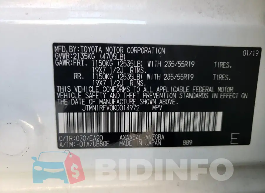 JTMN1RFV0KD014972 Photo# 13