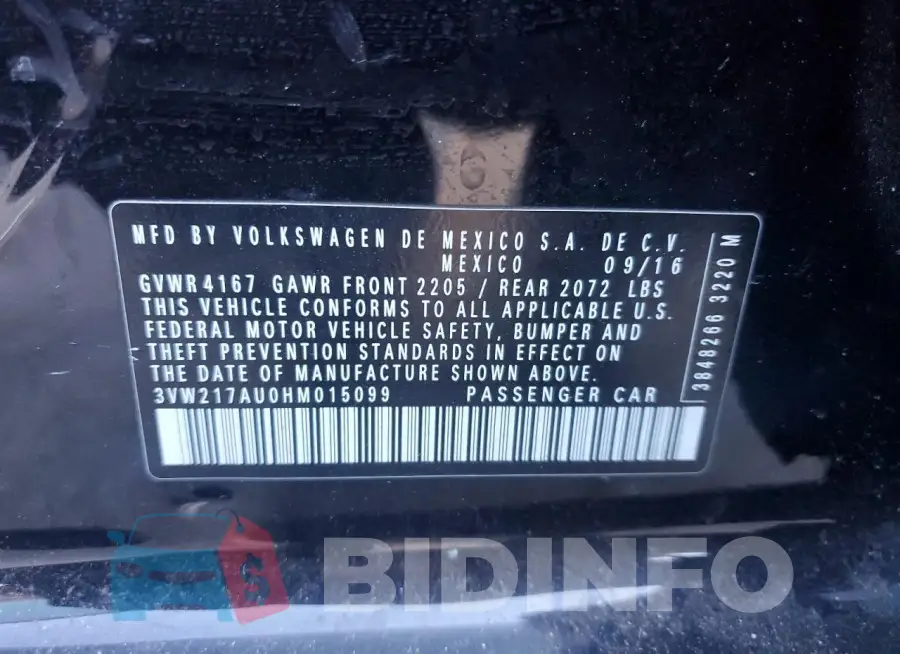 3VW217AU0HM015099 Photo# 12