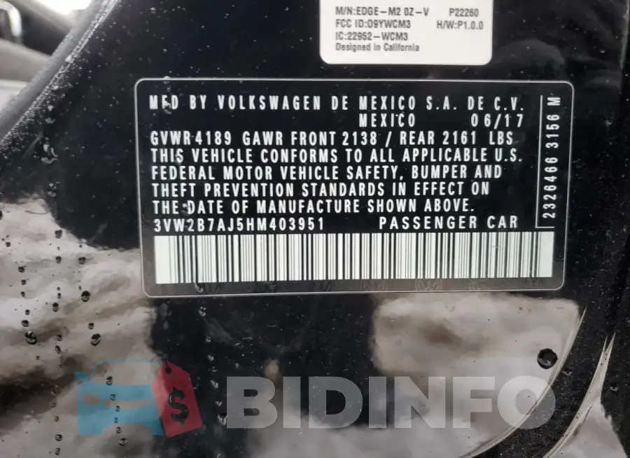 3VW2B7AJ5HM403951 Photo# 12