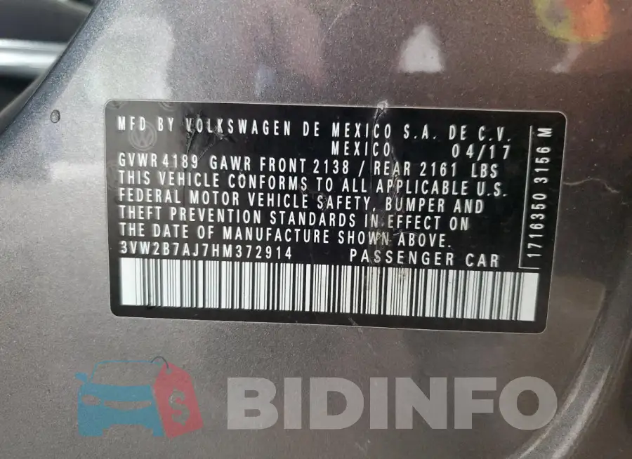 3VW2B7AJ7HM372914 Photo# 13