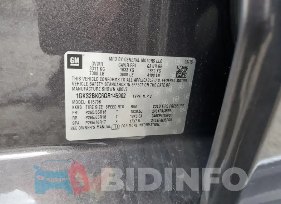 1GKS2BKC6GR145902 Photo# 13