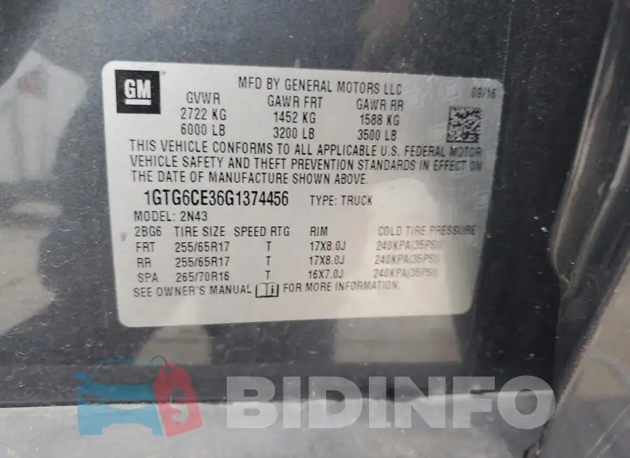 1GTG6CE36G1374456 Photo# 12
