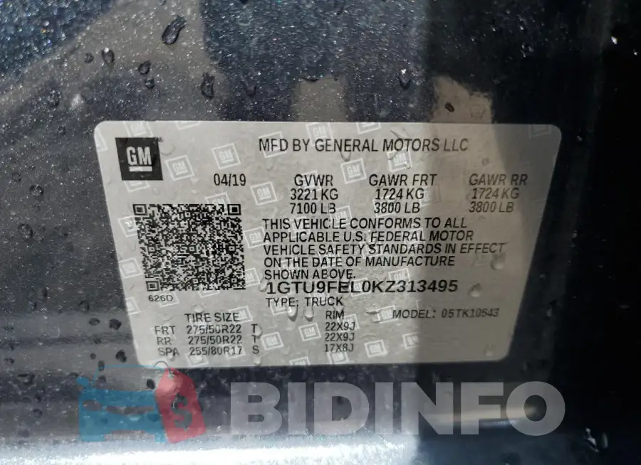 1GTU9FEL0KZ313495 Photo# 13