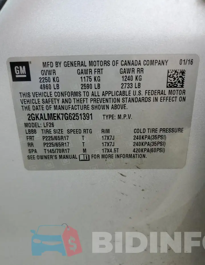 2GKALMEK7G6251391 Photo# 14