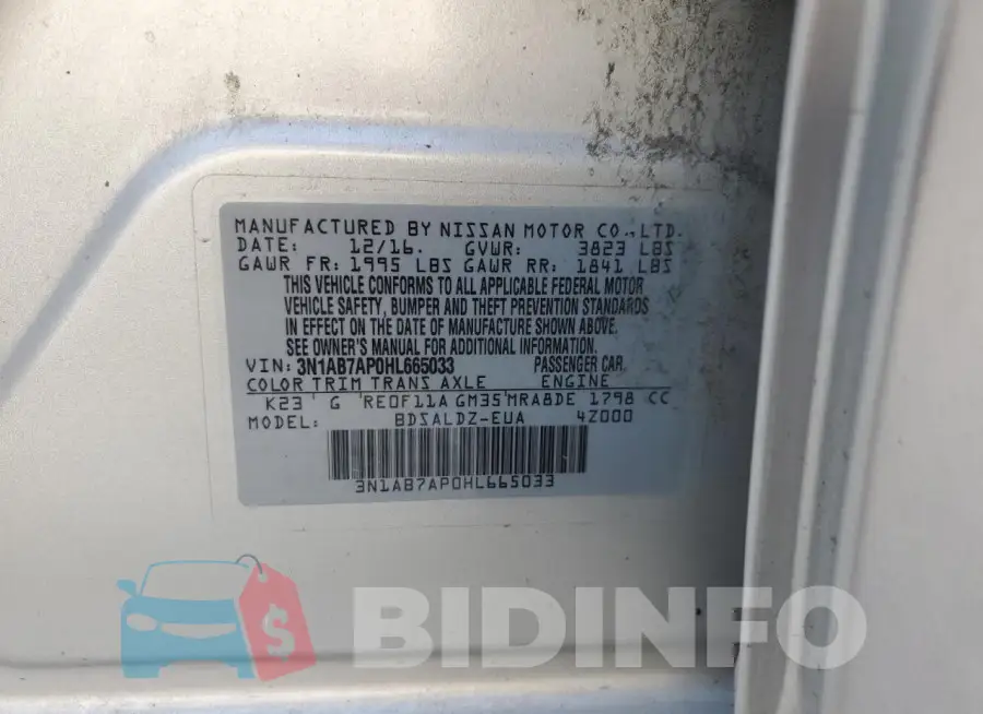 3N1AB7AP0HL665033 Photo# 12