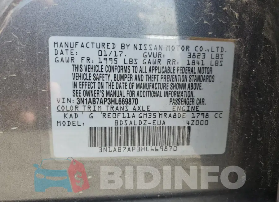3N1AB7AP3HL669870 Photo# 12