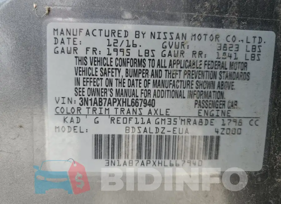 3N1AB7APXHL667940 Photo# 13