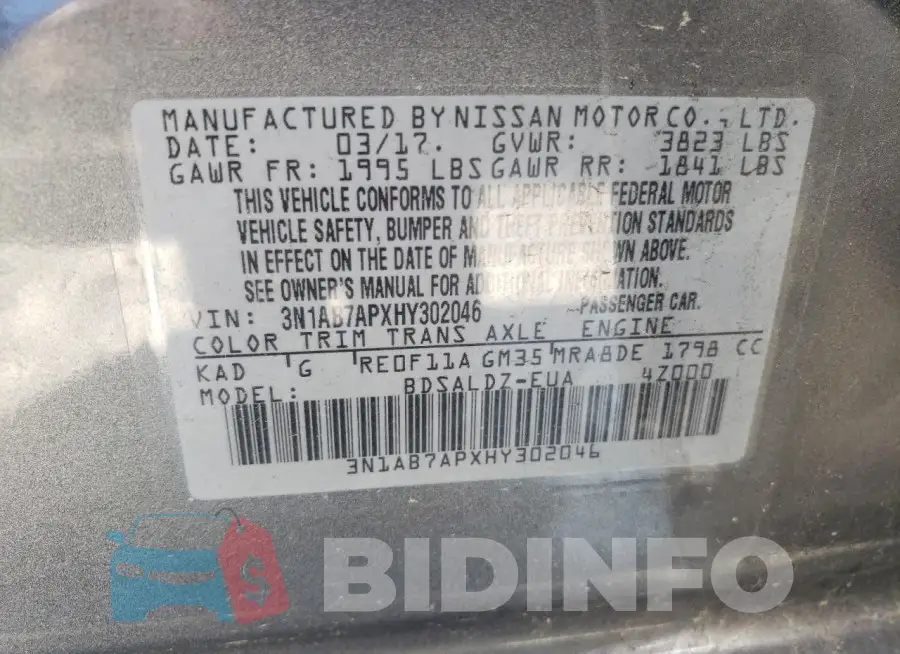 3N1AB7APXHY302046 Photo# 12
