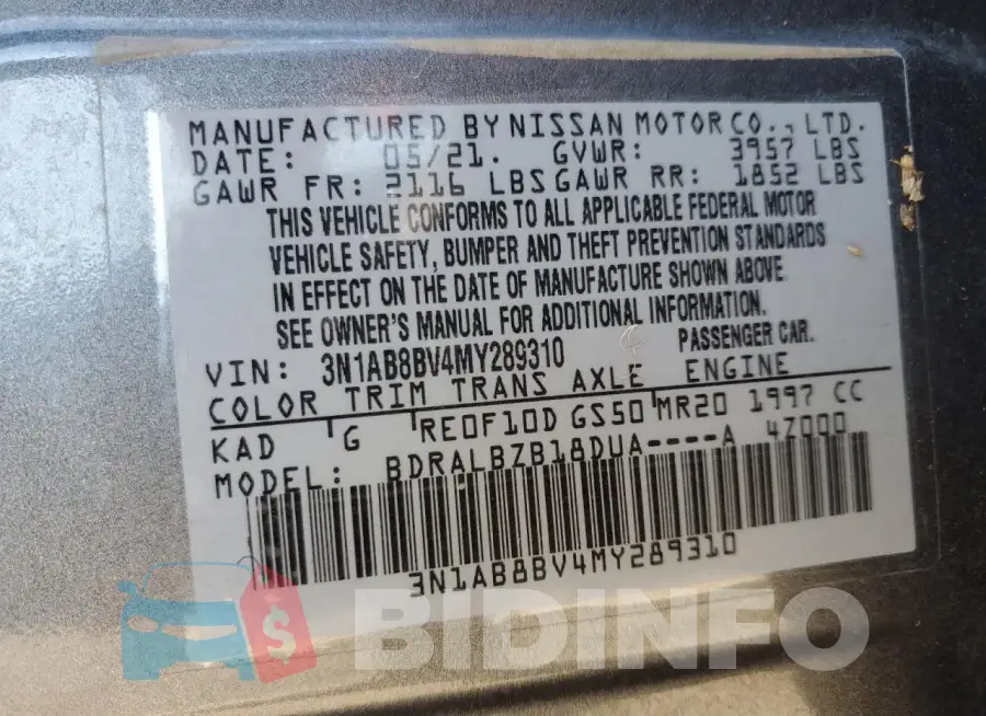 3N1AB8BV4MY289310 Photo# 13