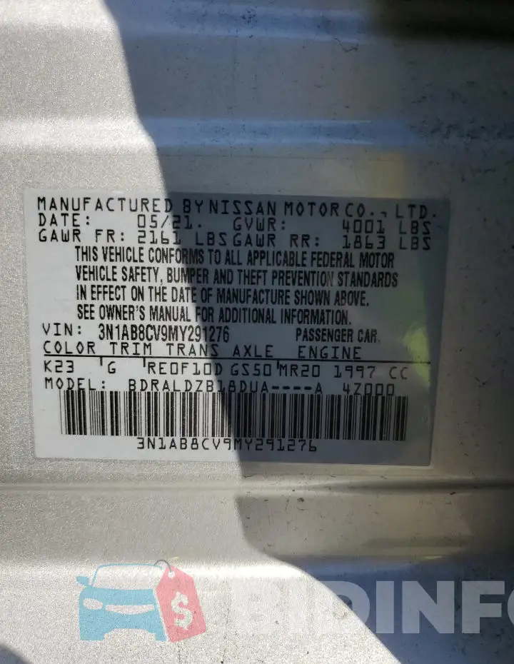 3N1AB8CV9MY291276 Photo# 12