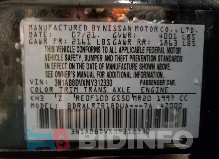 3N1AB8DVXMY312330 Photo# 13