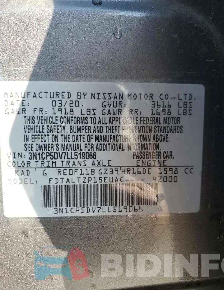 3N1CP5DV7LL519066 Photo# 13