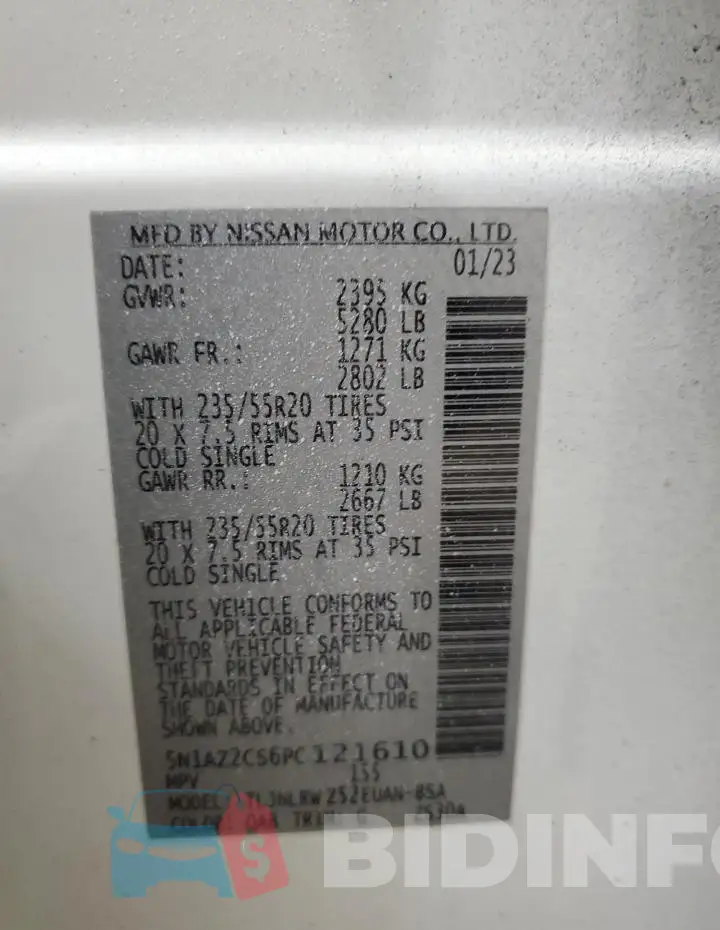 5N1AZ2CS6PC121610 Photo# 14