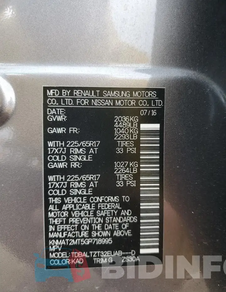 KNMAT2MT5GP718995 Photo# 13